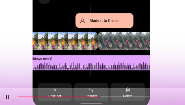 Shorts editor screenshot showing a clip timeline, text layer and music waveform; supplied in YouTube’s 3 April 2025 announcement.